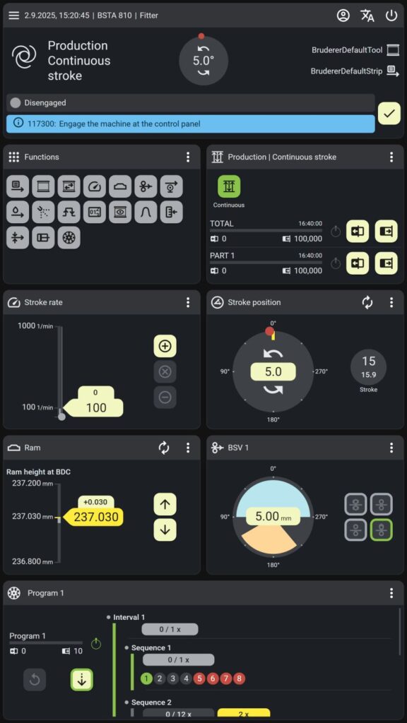 The new B3 control system screen